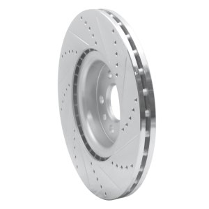 Volvo S80 Brake Rotor (1) - Front Left - R1 Concepts - Drilled & Slotted - Silver - `07-`16